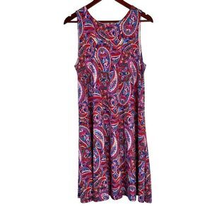 Anne Klein Colorful Paisley Cocktail Dress Sleeveless Artsy Feminine Women’s 12
